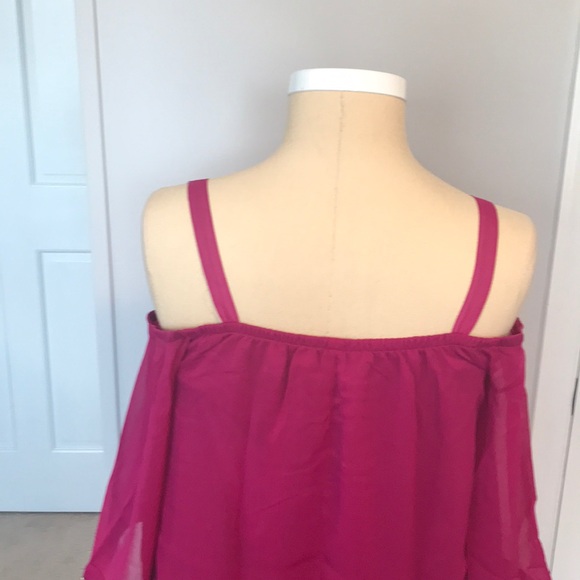 Magenta off the shoulder dress. - Picture 5 of 5